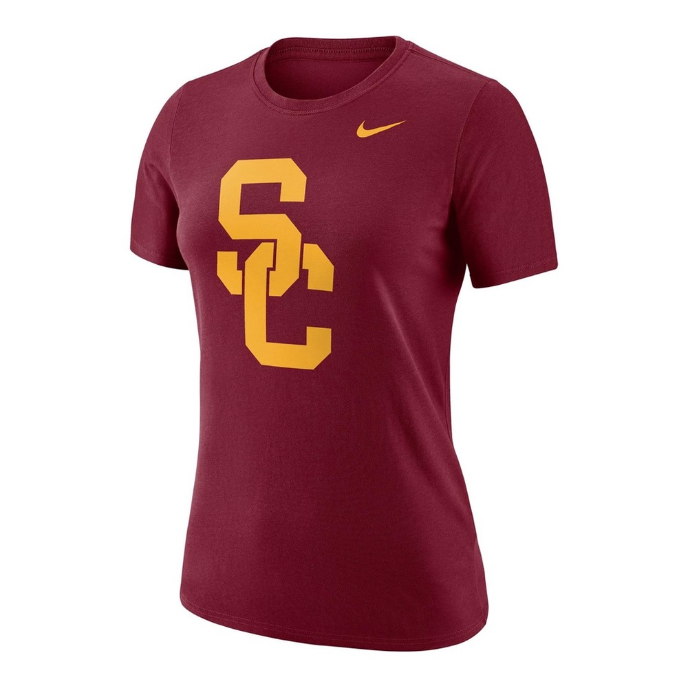 Nike USC Trojans Dri-FIT T-Shirt Womens Medium Cardinal Red SC Logo‎ CU7545-613